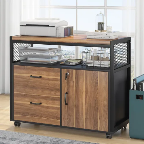 Vista 8 de Tribesigns Escritorio en forma de L de 55 pulgadas con cajón, escritorio ejecutivo para computadora y archivador lateral, 2 piezas de muebles