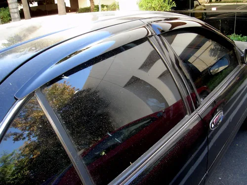 Vista 4 de TuningPros WV-336 - Deflector de visera de ventana, protector de lluvia, color humo oscuro, juego de 4 piezas