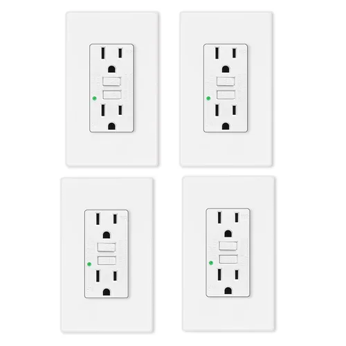 Vista 24 de Salida de receptáculo GFCI eléctrica Greencycle de 15 amperios, paquete de 5 salidas GFCI con indicador LED, resistente a la intemperie, grado