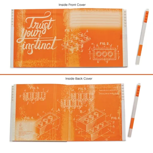 Vista 5 de LEGO Stationery - Cuaderno de bloqueo con bolígrafo de gel, color naranja