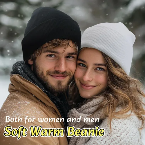 Vista 2 de NPQQUAN 3 Packs Unisex Beanie Hats for Men Women Winter Knit Beanies
