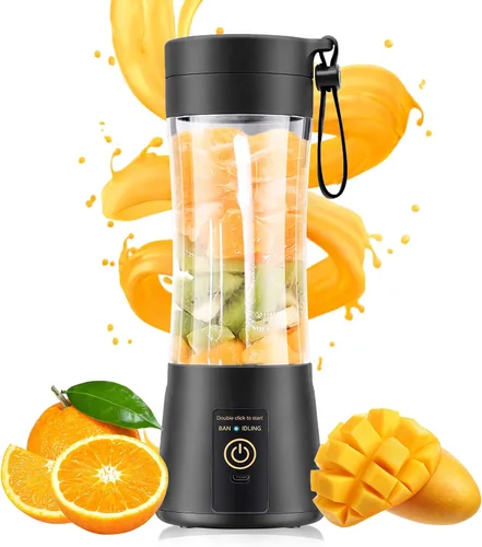 Licuadora portátil tamaño personal licuadora hacer batidos, 12oz mini taza 01 negro mate