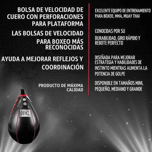 Vista 3 de CLETO REYES Plataforma de cuero de perforación bolsa de velocidad para boxeo, MMA, Muay Thai, equipo de entrenamiento Negro