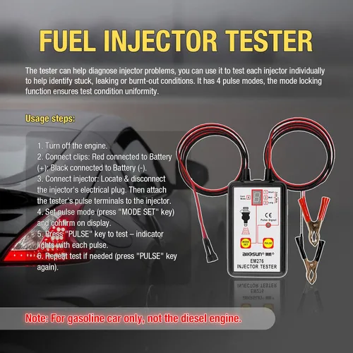 Vista 2 de EM276SET Probador de inyector de combustible y adaptador, kit de herramientas de limpieza DIY (Probador de inyector de combustible + adaptador)