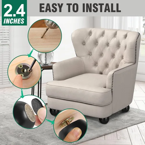 Vista 6 de FoDau770 Patas de madera de goma para muebles de 2.4 pulgadas, patas de sofá modernas de mediados de siglo, patas de sofá resistentes, patas