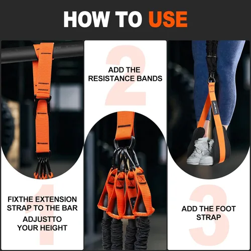 Vista 6 de Pull Up Assistance Bands Set - 4 Heavy Duty Resistance Bands 300lbs, Adjustable Weight/Size with Footrest for Home Gym Strength Training