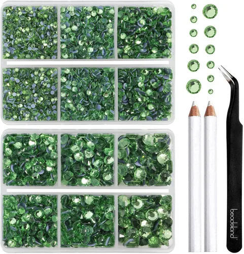 Vista 7 de BEADSLAND Diamantes de imitación termoadhesivos, 6080 piezas de diamantes de imitación azules para manualidades en ropa, 6 tamaños mixtos con lápiz