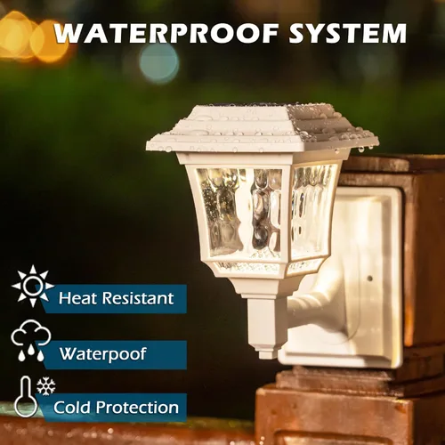 Vista 5 de LeiDrail Farol solar de pared para exteriores, 15 lúmenes, 2 modos, funciona con energía solar, luces decorativas impermeables para jardín, pared