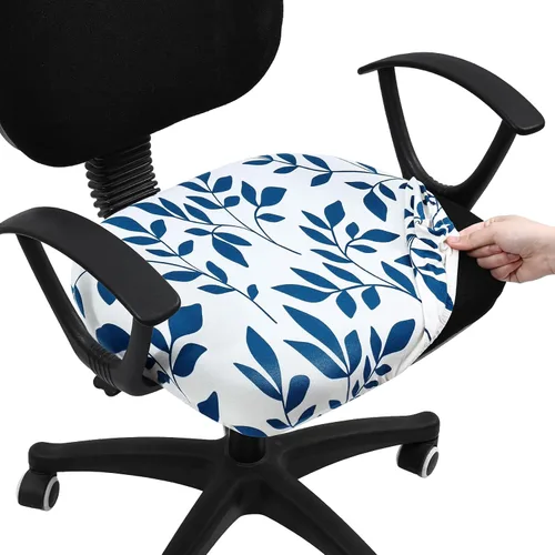 Vista 17 de Smiry Fundas de asiento impresas para silla de computadora de oficina, ajuste elástico, universal para silla giratoria de escritorio, lavables, Beige