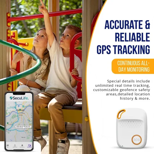 Vista 5 de SecuLife Rastreador GPS SOS para niños con altavoz, seguimiento en tiempo real, botón SOS, pequeño, ligero, resistente al agua, dispositivo
