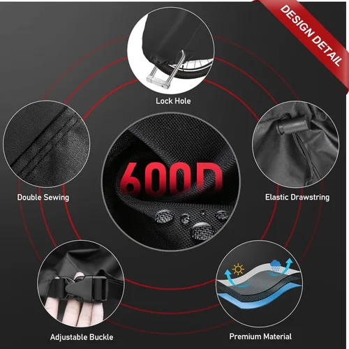 Vista 5 de Zettum Funda de bicicleta para 1 bicicleta, 600D, para almacenamiento al aire libre, impermeable y resistente, funda de bicicleta para bicicleta