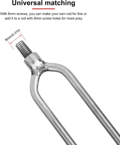 Vista 2 de EVTSCAN 4 lanza de pesca de acero inoxidable con 2 puntas, gancho roscado de 0.315 pulgadas para aparejos de pesca al aire libre