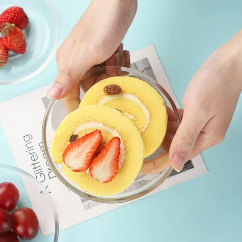 Vista 3 de WHJY 6 platos de vidrio transparente, juego de platos de vidrio de 5 pulgadas, pequeños platos de postre platos de té a granel