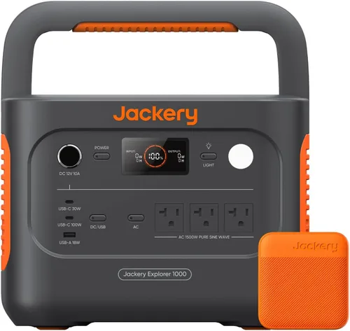 Vista 23 de Jackery Generador Solar 1000 v2 con Panel Solar de 200W, Estación de Energía Portátil de 1070Wh LiFePO4, Salida de 1500W CA/100W USB-C, Carga Rápida