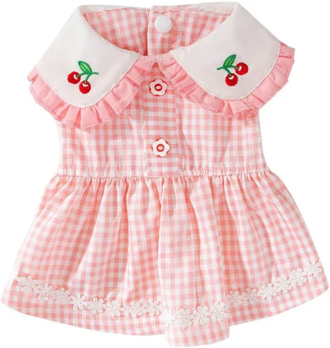 Vestido de princesa para perro, vestido de princesa con solapa, bordado de cereza, suave, transpirable, vestido de verano para perros pequeños,
