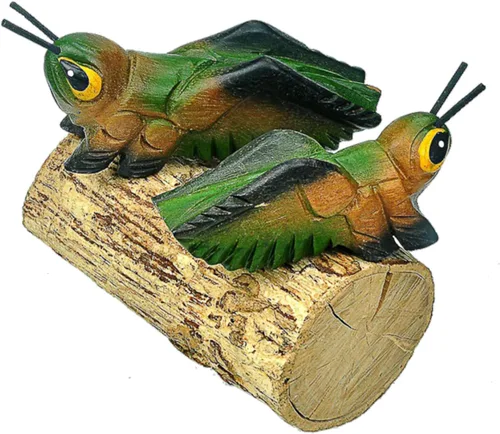 Vista 8 de Juego de 3 instrumentos de percusión de madera hechos a mano con forma de animales, rana de madera de 3 pulgadas, grillo de madera de 4 pulgadas