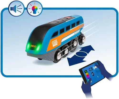 Vista 6 de BRIO 33971 Smart Tech Sound Record & Play Engine - Tren de juguete de madera interactivo para niños Perfecto para niños a partir de 3 años