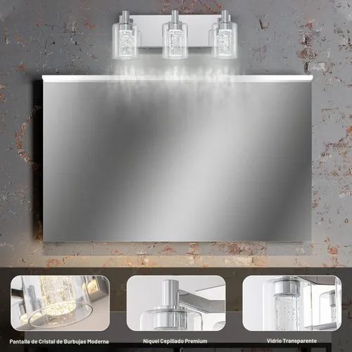 Vista 5 de SineRise - Luz de tocador con 3 modos de color (3000K/4000K/6000K), lámpara de baño LED con protección ocular, lámpara de pared moderna regulable