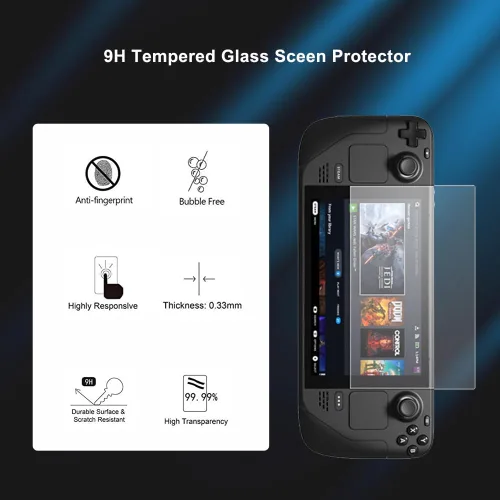 Vista 5 de Skin Wrap Decal Cover for Steam Deck Protective Sticker with One Piece HD Glass Screen Protector for Handheld Gaming PC (Blue)
