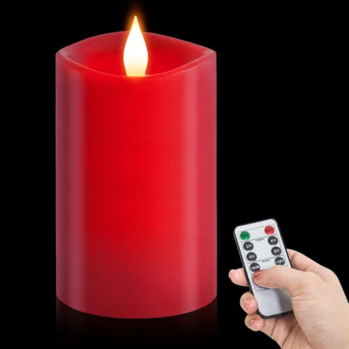Vista 33 de Velas parpadeantes sin llama de 3 x 3, velas LED de cera real con temporizador, velas sin llama con control remoto, velas que funcionan