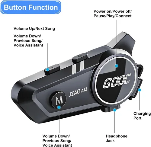 Vista 7 de Altavoces e intercomunicador Bluetooth para casco - Sistema de comunicación de cancelación de ruido para 2 jinetes para motocicleta, esquí, ciclismo
