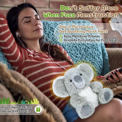 Vista 4 de SuzziPals Animales de peluche de koala calentables y refrigerables, bonitos peluches de almohadilla térmica para microondas para calmar y relajarse