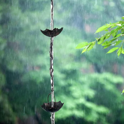 Vista 3 de Invech Cadenas de lluvia ajustables para canalones, cadenas de lluvia exteriores de 12.5 pies con 12 tazas, cadena de captura de lluvia