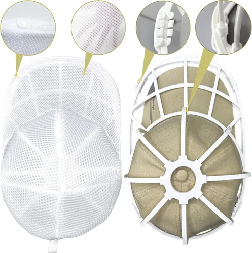 Vista 5 de Jaula Lavadora de Sombreros para Lavadora, Lavadora de Gorras con Bolsas de Malla para Limpieza y Protección de Gorras de Béisbol