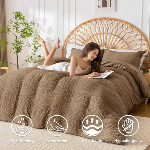 Vista 115 de HYMOKEGE - Funda de edredón gris oscuro tamaño King, juego de funda de edredón de sirsaca ultra suave de 3 piezas con cierre de cremallera, juego