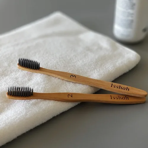 Vista 7 de Cepillos de dientes biodegradables de bambú compostables, ecológicos, con certificación FSC y aprobados por PETA, paquete de 8