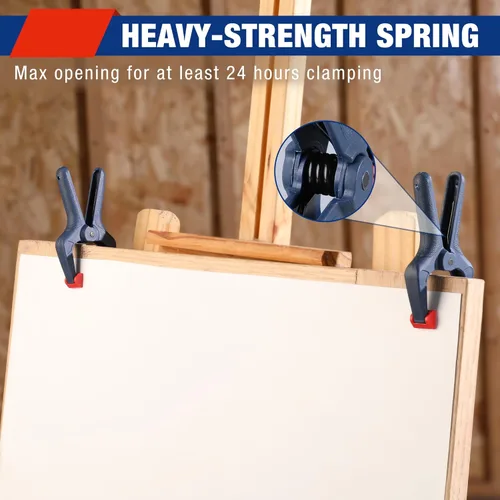 Vista 6 de WORKPRO Juego de abrazaderas de resorte, 16 piezas de abrazadera de resorte de nailon de 3-3/8 pulgadas con almohadillas de mandíbula ajustables