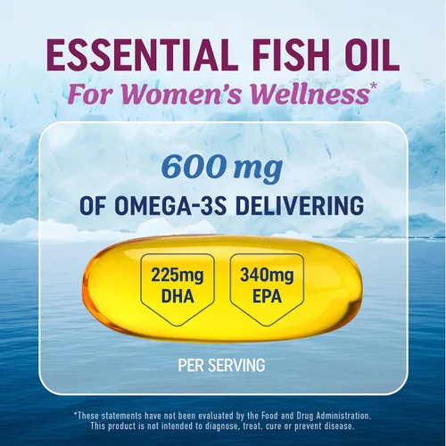 Vista 2 de Suplemento de Omega 3 para Mujeres Aceite de Pescado con Onagra Equilibrio Hormonal, Apoyo para la Piel y el Bienestar 600MG Omega3 + 800MG