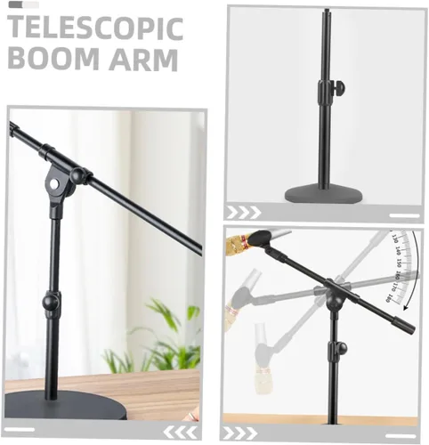 Vista 4 de PRETYZOOM Extensión telescópica de brazo de micrófono de poste de brazo de metal accesorio de soporte de micrófono con adaptador de cabeza