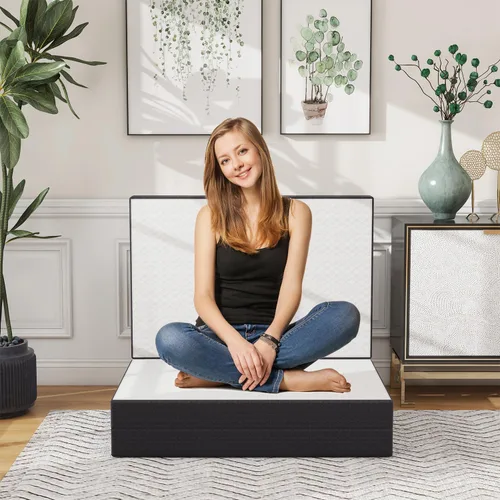 Vista 6 de Colchón plegable, cubrecolchón de espuma viscoelástica de triple pliegue de 4 pulgadas para campamento, cama de invitados plegable, tapete de viaje