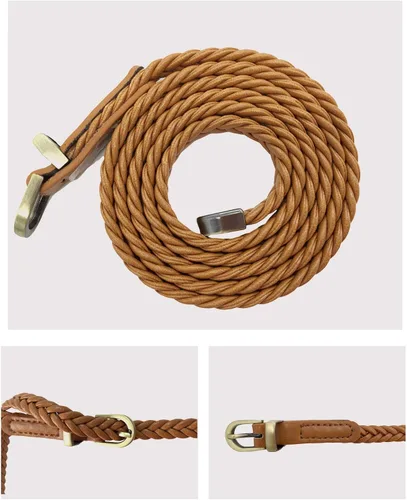 Vista 4 de Cinturón delgado de piel sintética para mujer, diseño de punto a la moda, cinturón de cintura para niñas