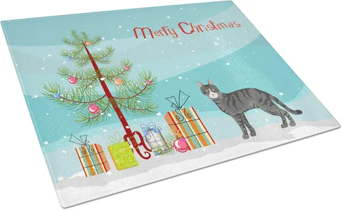Vista 83 de Caroline's Treasures CK4739LCB Abyssinian Cat Merry Christmas Glass Cutting Board Large Decorative Tempered Glass Kitchen Cutting and Serving Board