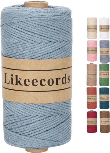 Vista 52 de Likeecords 100% Hilo de Ganchillo de Algodón Cordón de Bolsa de 2mm 170m Cordón de Macramé de 2mm Hilo de Crochet Cuerda de Macramé Regalo para Verde