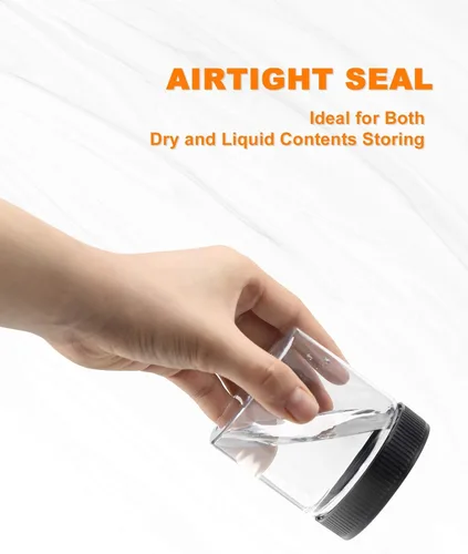 Vista 6 de Tarros de plástico con tapas, paquete de 30 recipientes de plástico redondos a prueba de fugas para despensa de cocina, ideales para almacenamiento