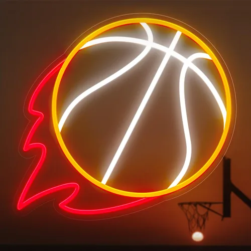 Vista 10 de Letrero de neón de baloncesto, luz de neón LED de baloncesto de 12.6×12.6 pulgadas, letreros de neón LED regulables para decoración de pared