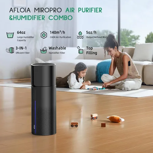 Vista 3 de Afloia Purificador de aire y humidificador combinado, humidificador