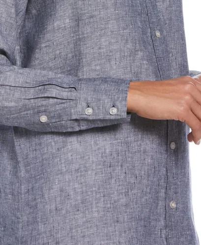 Vista 3 de Cubavera Blusa de manga larga con botones para mujer 100% lino (talla S-XL)