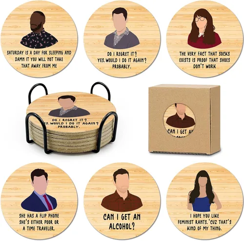Vista 15 de 6 posavasos con soporte para posavasos de corcho Always Sunny in Philadelphia para bebidas, mercancía del programa de televisión Always Sunny in