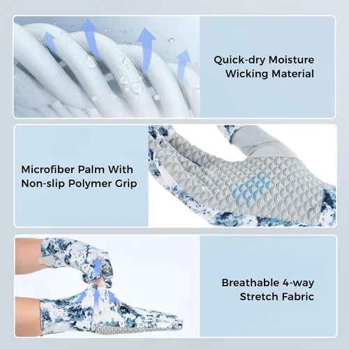 Vista 6 de KastKing La Sal Pro - Guantes de pesca de dedo completo, protección solar UPF 50+ con diseño convertible, microfibra ultraligera, comodidad ultra