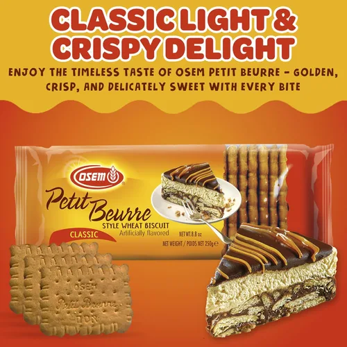 Vista 3 de Osem Petit Beurre Cookies - Galletas de té ligeras y crujientes, para café, desayuno o postre, 8.8 onzas (paquete de 6)