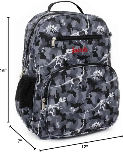 Vista 9 de DIBSIES - Mochila personalizada de la colección Adventure (dinosaurio camuflado)