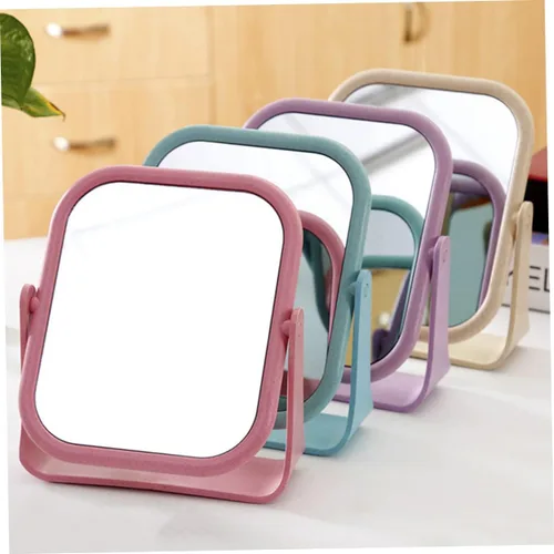 Vista 7 de NOLITOY Espejo de maquillaje giratorio de 2 piezas, espejos de decoración Espejos para Maquillaje, espejo de escritorio de doble cara, espejo