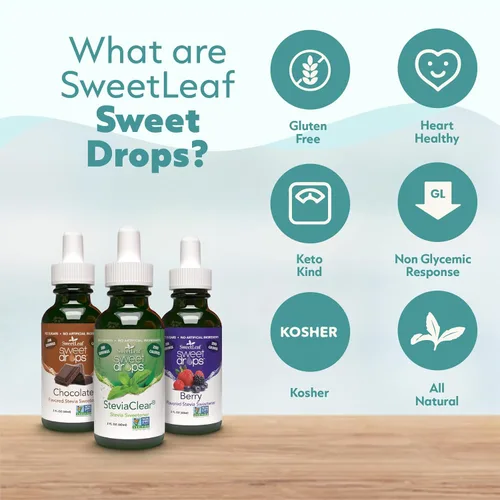 Vista 7 de SweetLeaf Gotas Dulces Orgánicas - Edulcorante líquido de stevia saborizado, extracto de stevia, cero calorías, sin gluten, apto para dieta