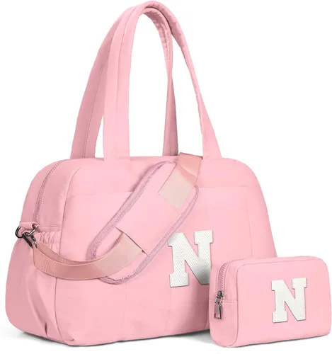 Vista 95 de Bolsa de lona Vogewood, bolsas personalizadas de fin de semana para mujer, bolsas de viaje con estuche de maquillaje, regalos de cumpleaños, Beige