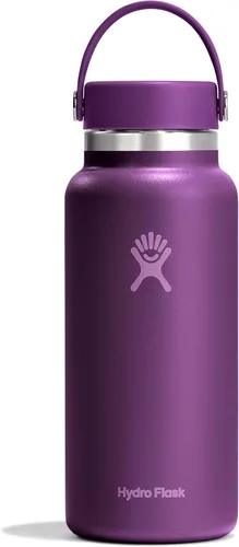 Vista 24 de Hydro Flask Botella de agua – Acero inoxidable aislado – Tapa flexible de boca ancha, antiderrames, a prueba de fugas y recargable en agave de 20