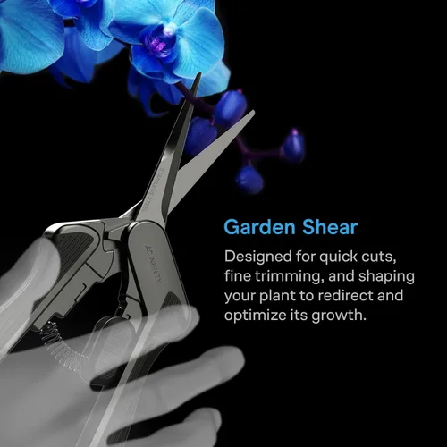 Vista 2 de AC Infinity Tijera de poda de acero inoxidable de 6.6 pulgadas, diseño ergonómico liviano, cuchillas rectas de precisión con revestimiento